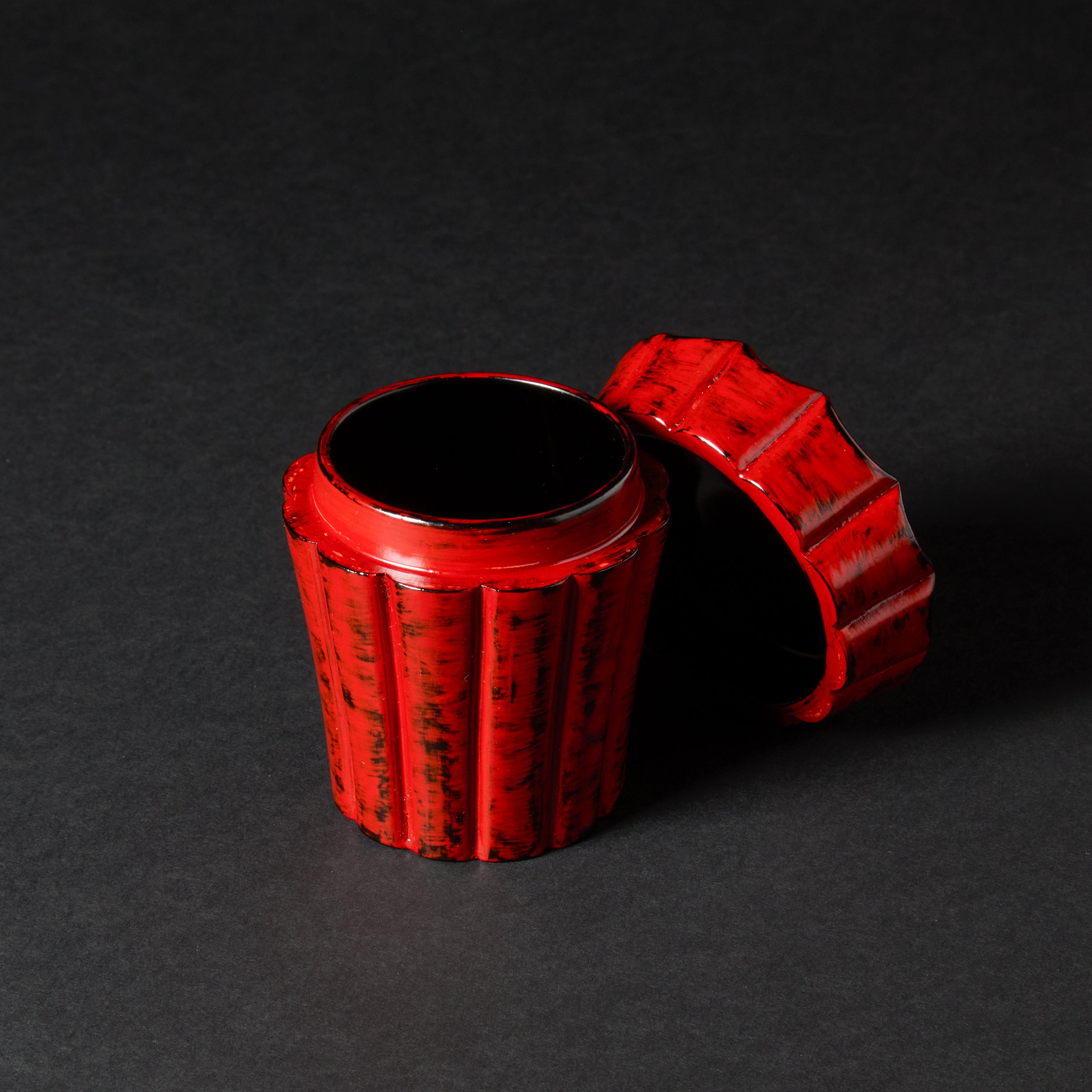 Negoro Lacquer: Chrysanthemum-Carved Tea Caddy