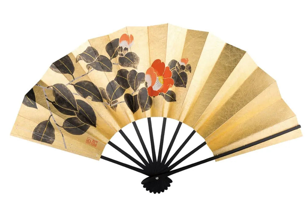 Double-sided Decorative Kyoto Fan "Camellia / Autumn Leaves"