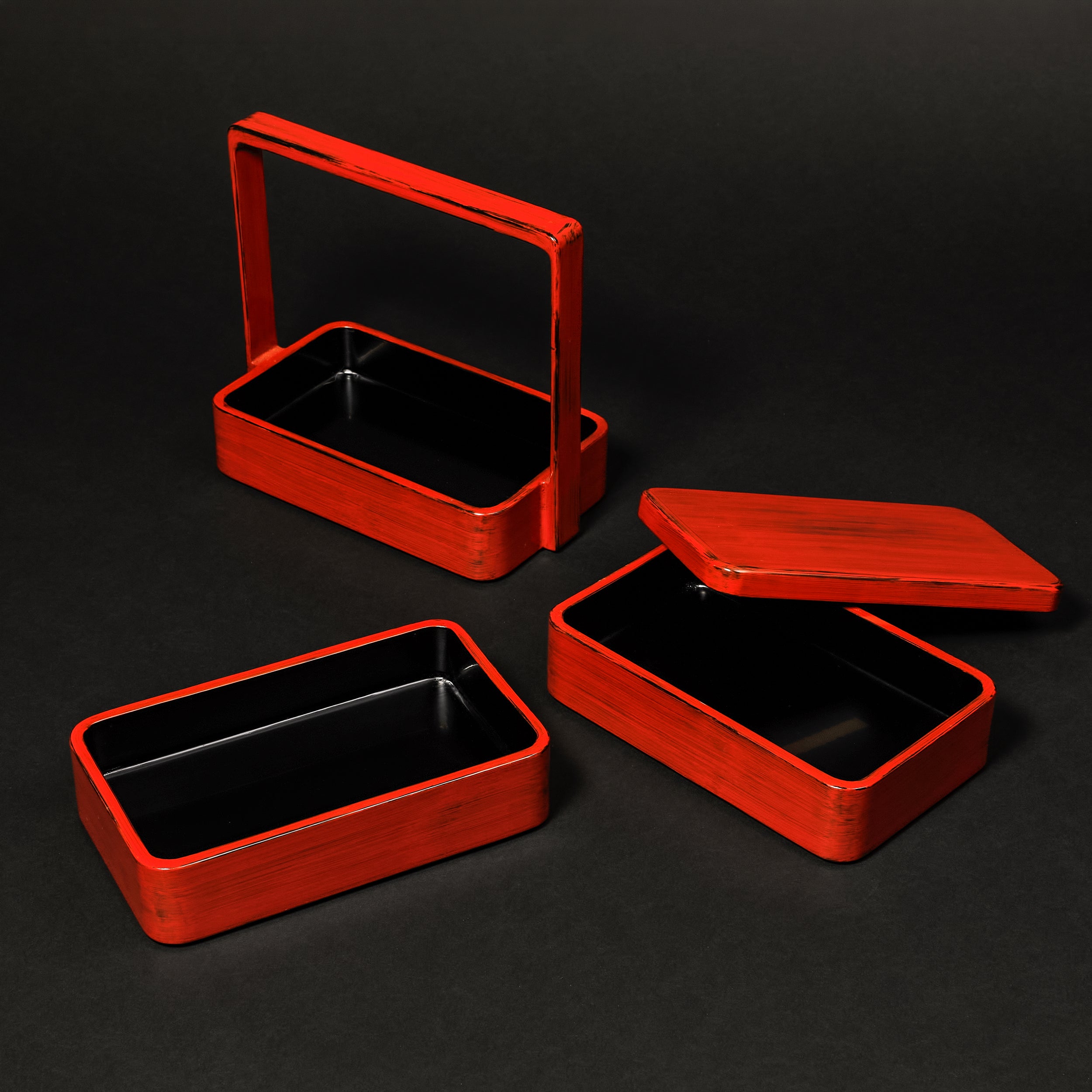 Negoro Lacquer: Tsutsude Three-Tiered Jubako
