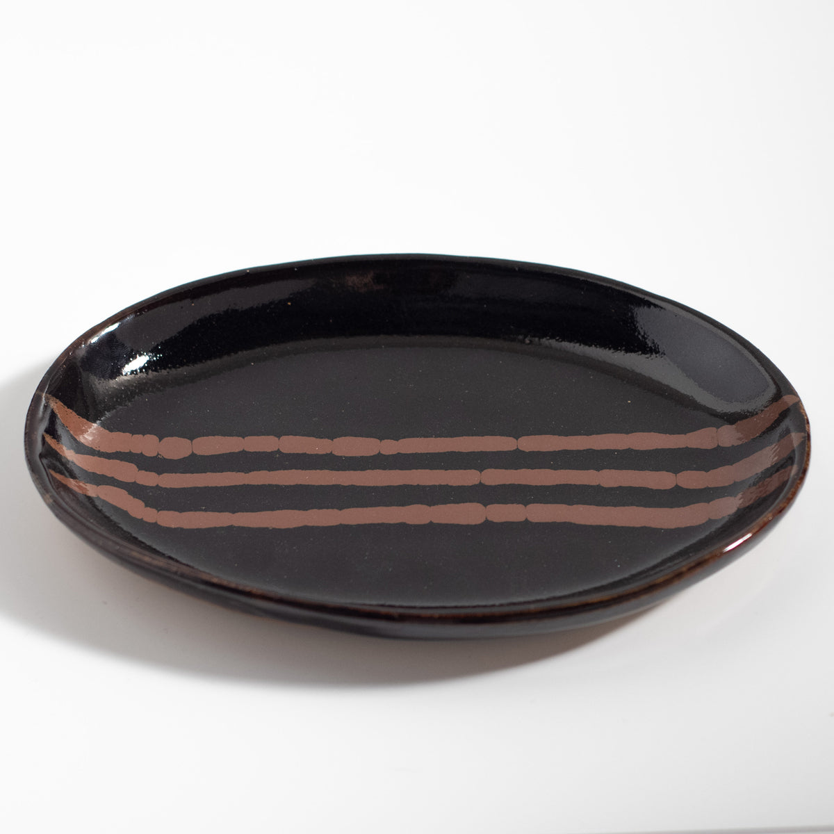 Mashiko Ware: Black Glaze Persimmon Elliptical Dish