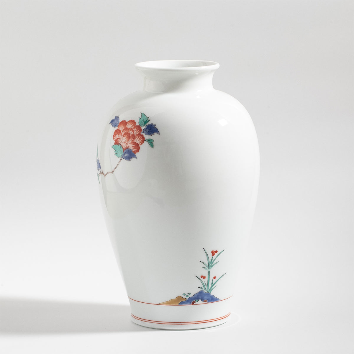 Arita Ware: Brocade Peony and Bird Motif Vase