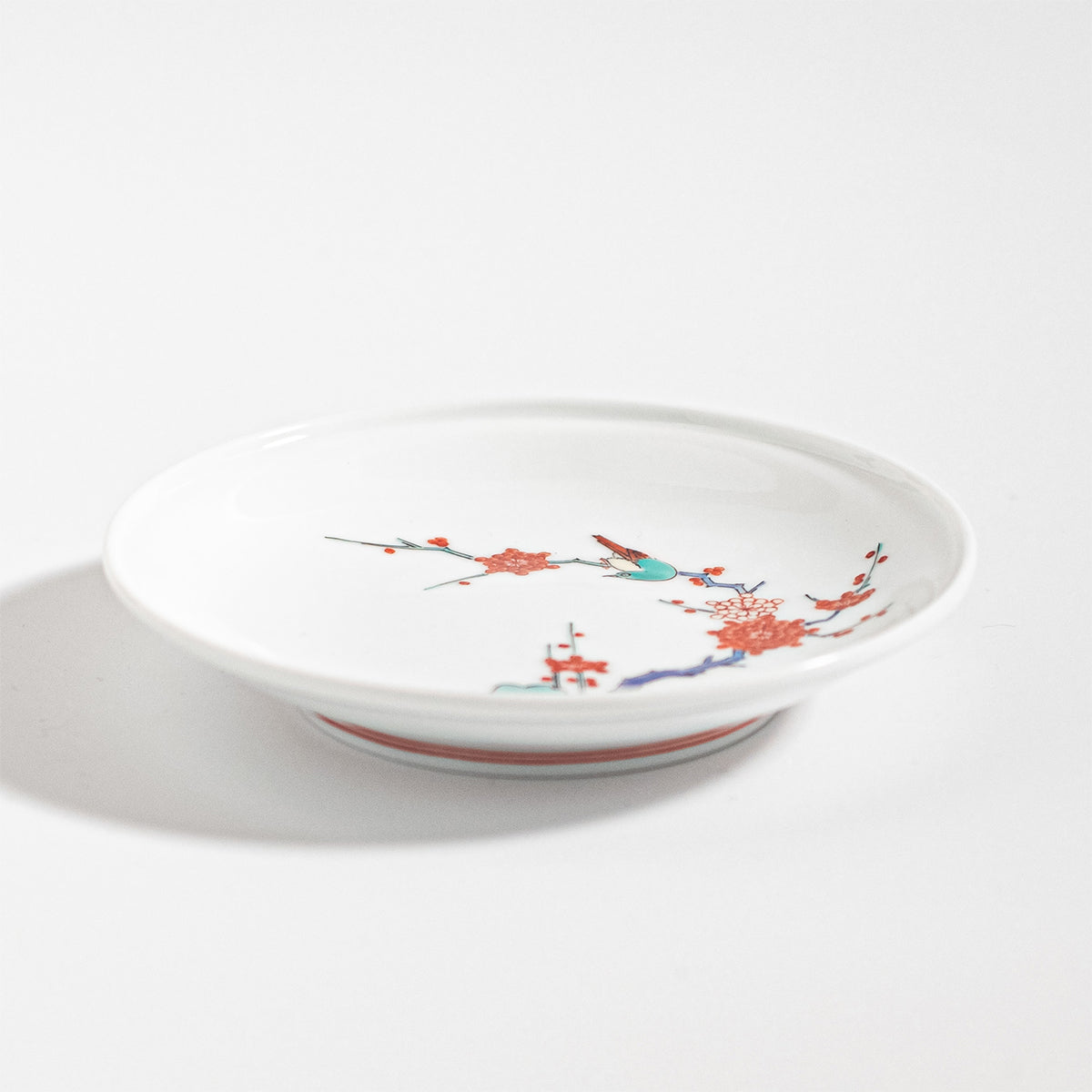 Arita Ware: Plum and Bird Motif Kakiemon Porcelain Plate