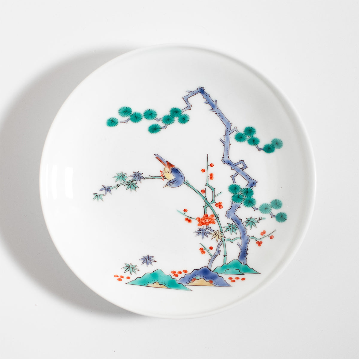 Arita Ware: Pine, Bamboo, Plum Trees and Bird Motif Kakiemon Porcelain Plate