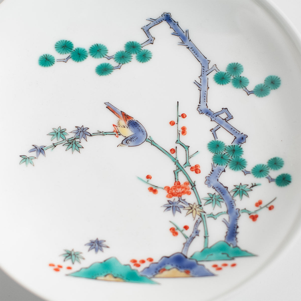Arita Ware: Pine, Bamboo, Plum Trees and Bird Motif Kakiemon Porcelain Plate