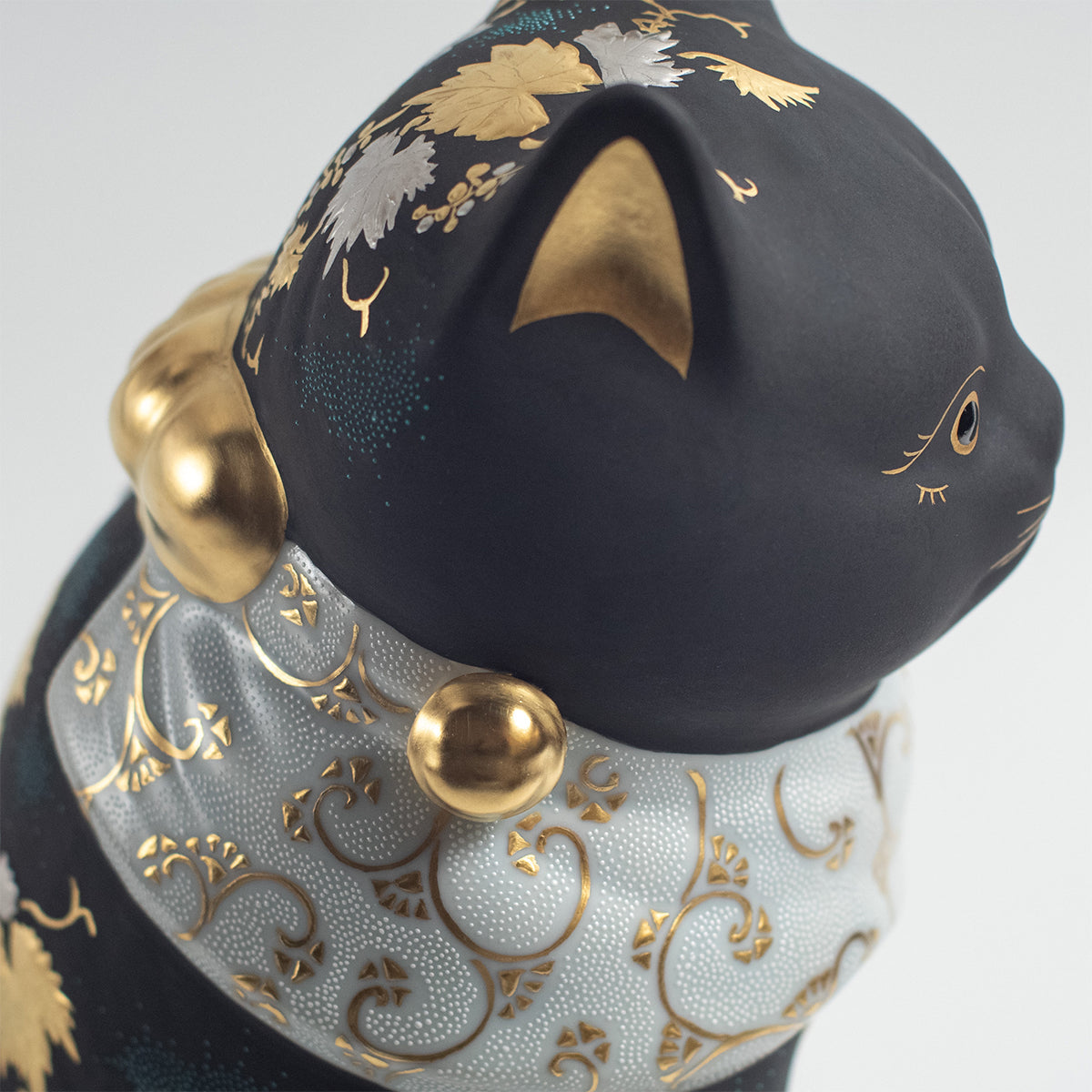 Kutani Ware : Hakkinmori Aoshirochibu Motif de raisin Maneki-neko Chat porte-bonheur