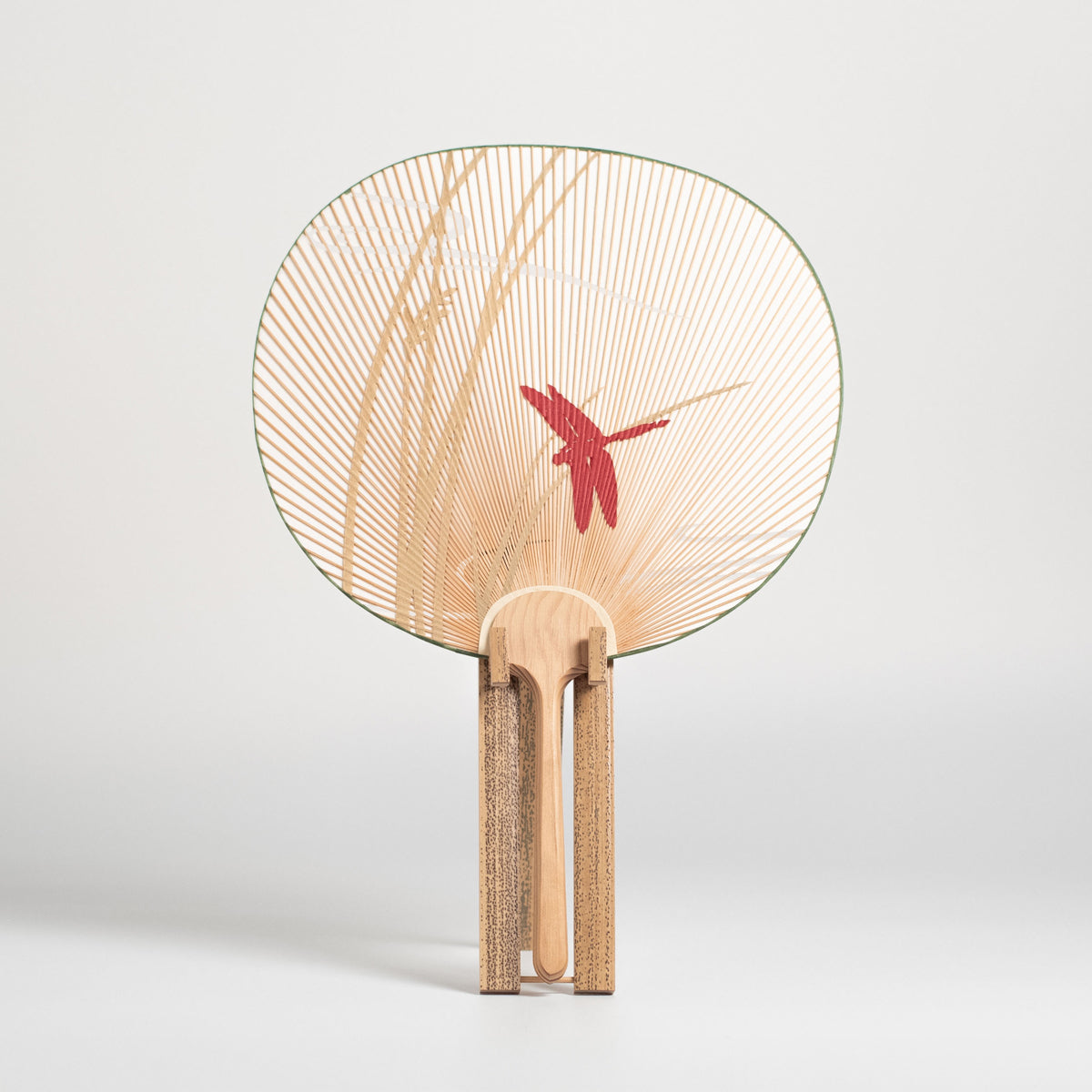 Kyo Uchiwa – Red Tombo (Dragonfly) with Stand