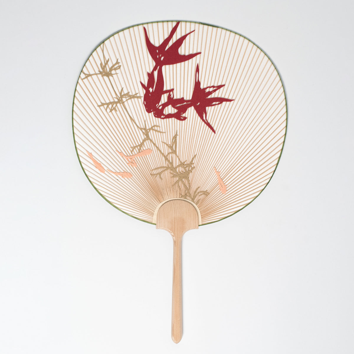Kyo Uchiwa – Kingyo (Paired Goldfish) with Stand