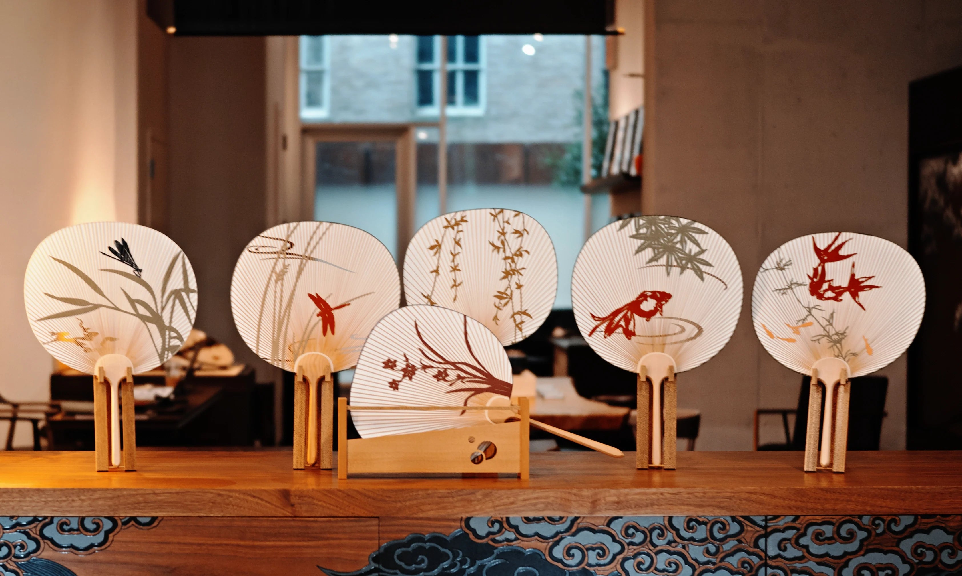 Kyo Uchiwa – Yanagi (Willow) with Stand