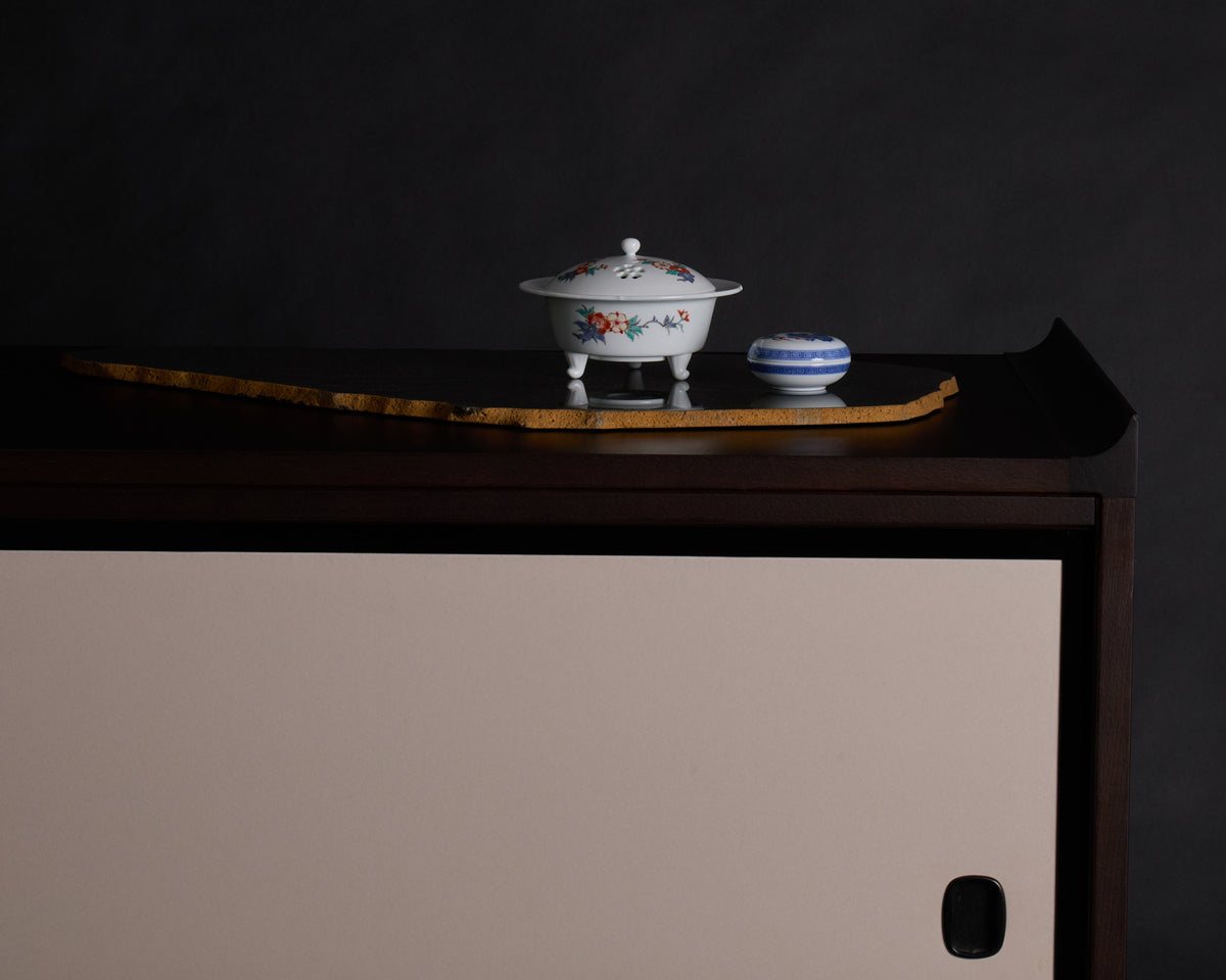 Arita Ware: Incense Burner with Overglaze Enamel Floral Design