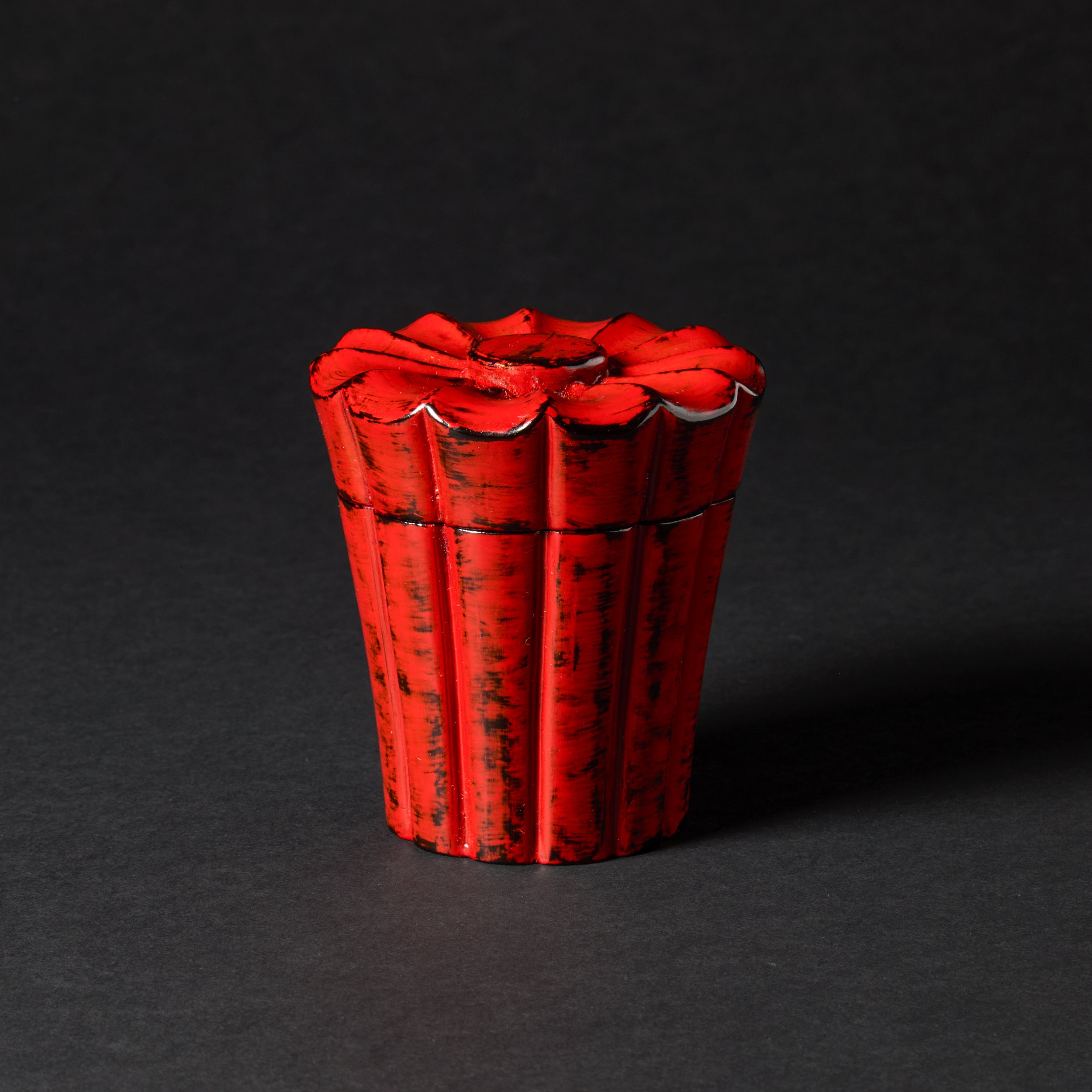 Negoro Lacquer: Chrysanthemum-Carved Tea Caddy