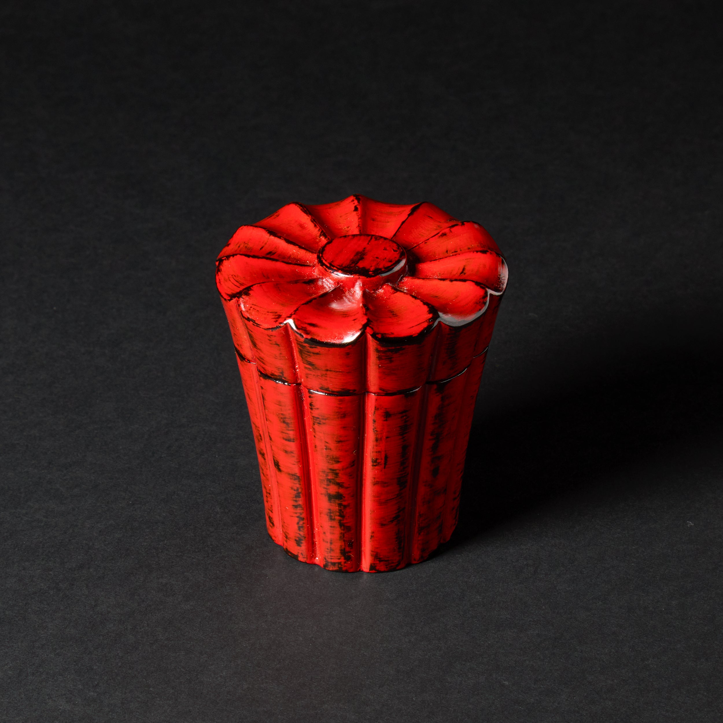 Negoro Lacquer: Chrysanthemum-Carved Tea Caddy