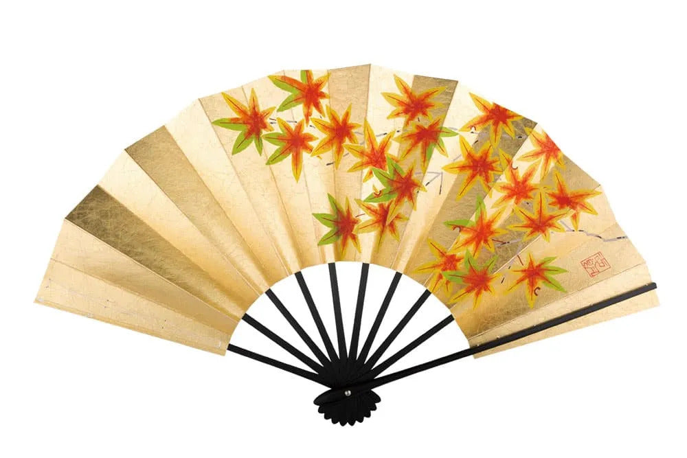 Double-sided Decorative Kyoto Fan "Camellia / Autumn Leaves"