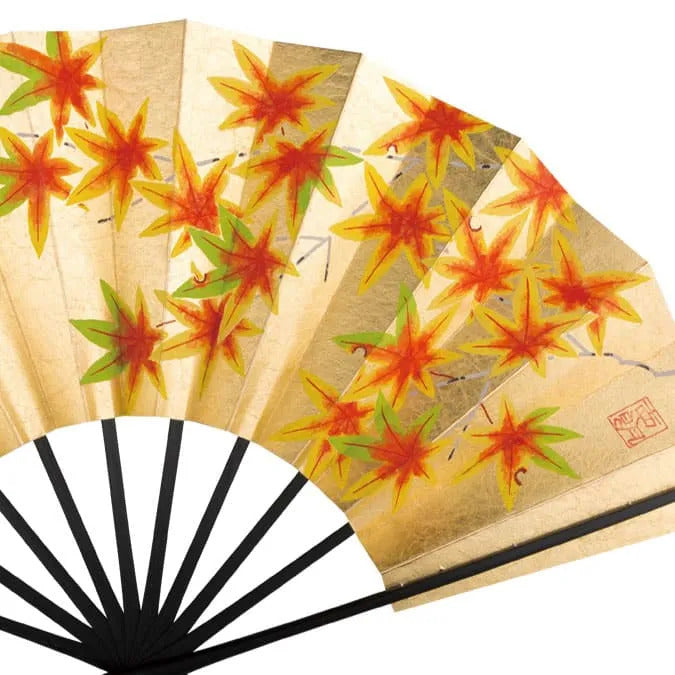 Double-sided Decorative Kyoto Fan "Camellia / Autumn Leaves"