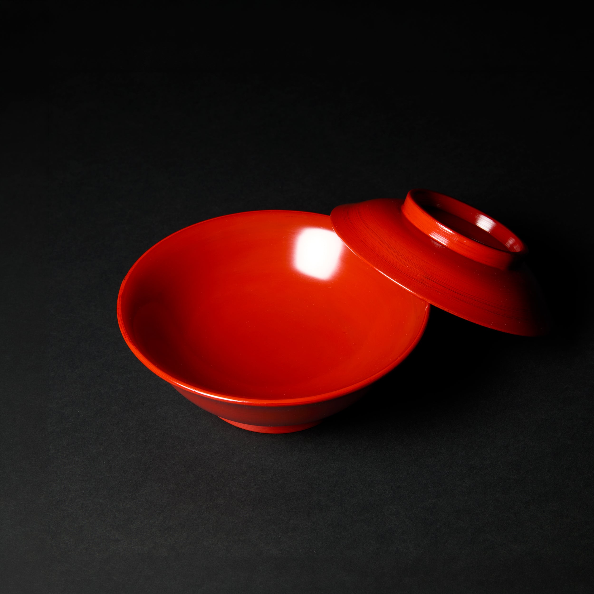 Negoro Lacquer: Lidded Nimono Bowls, Set of 5