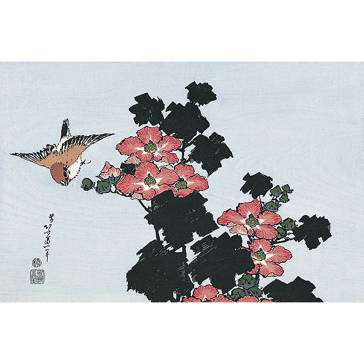 Hokusai "Hibiscus and Sparrow"