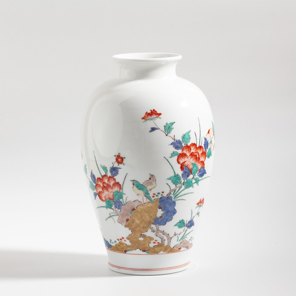 Arita Ware: Brocade Peony and Bird Motif Vase