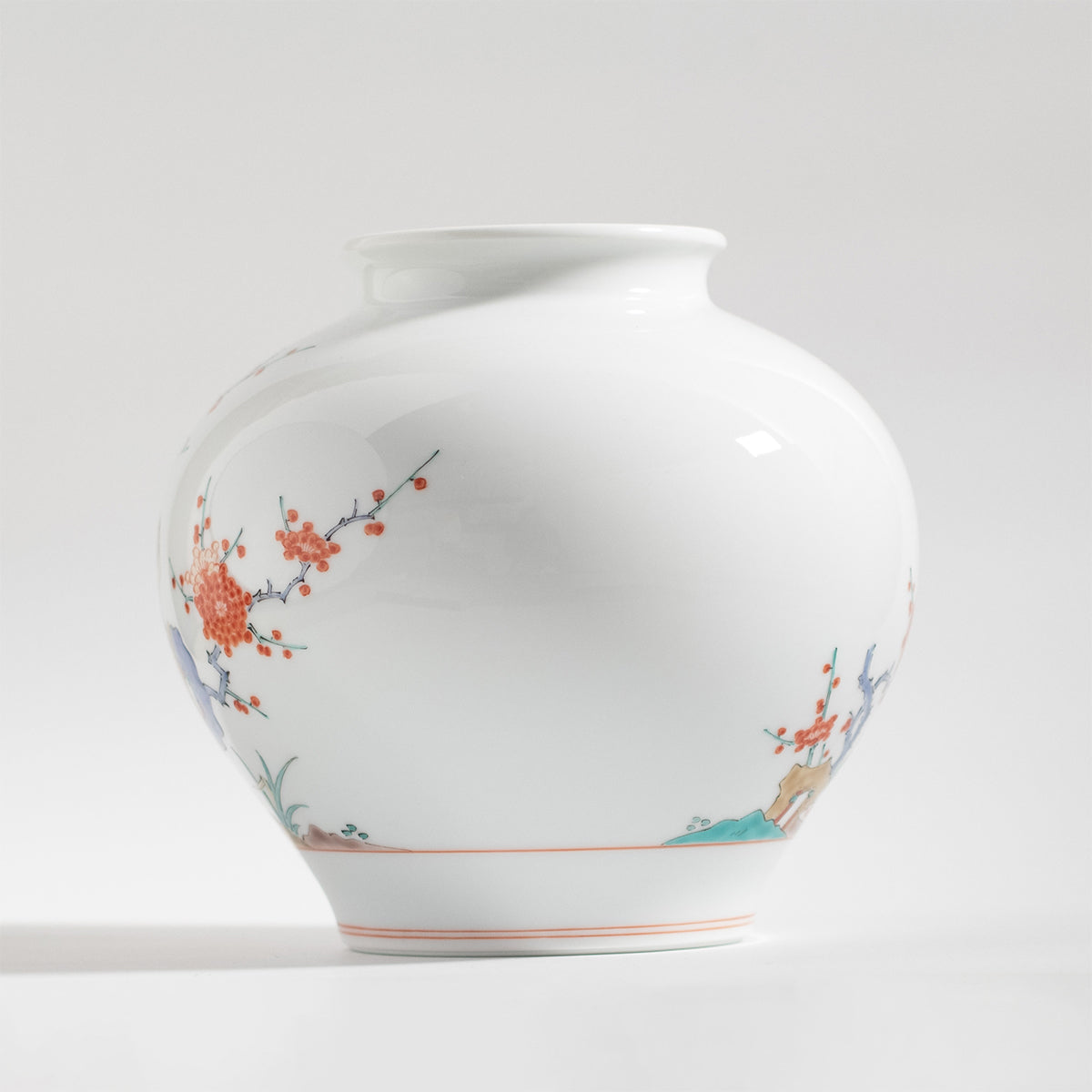 Arita Ware: Brocade Plum and Bird Motif Vase