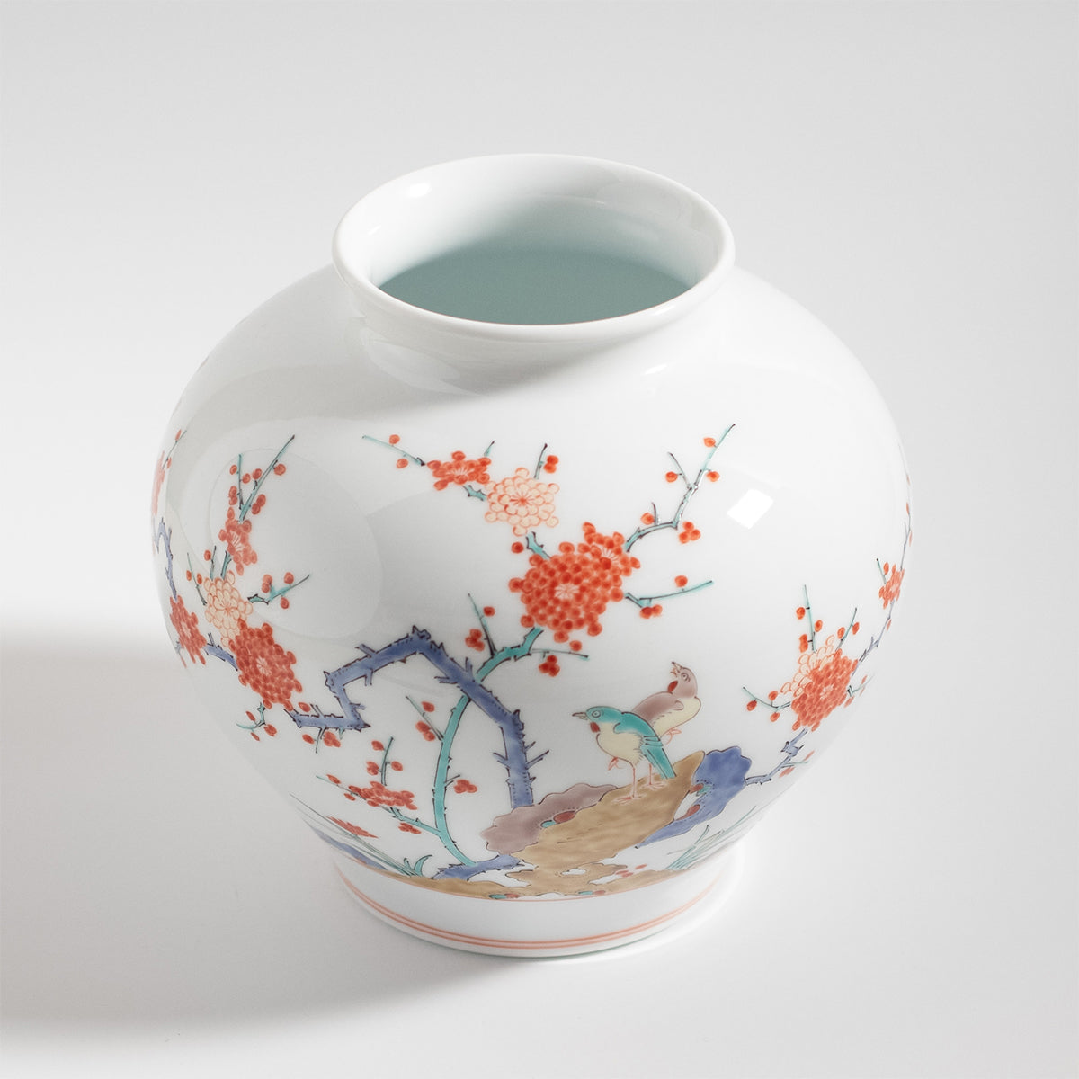 Arita Ware: Brocade Plum and Bird Motif Vase