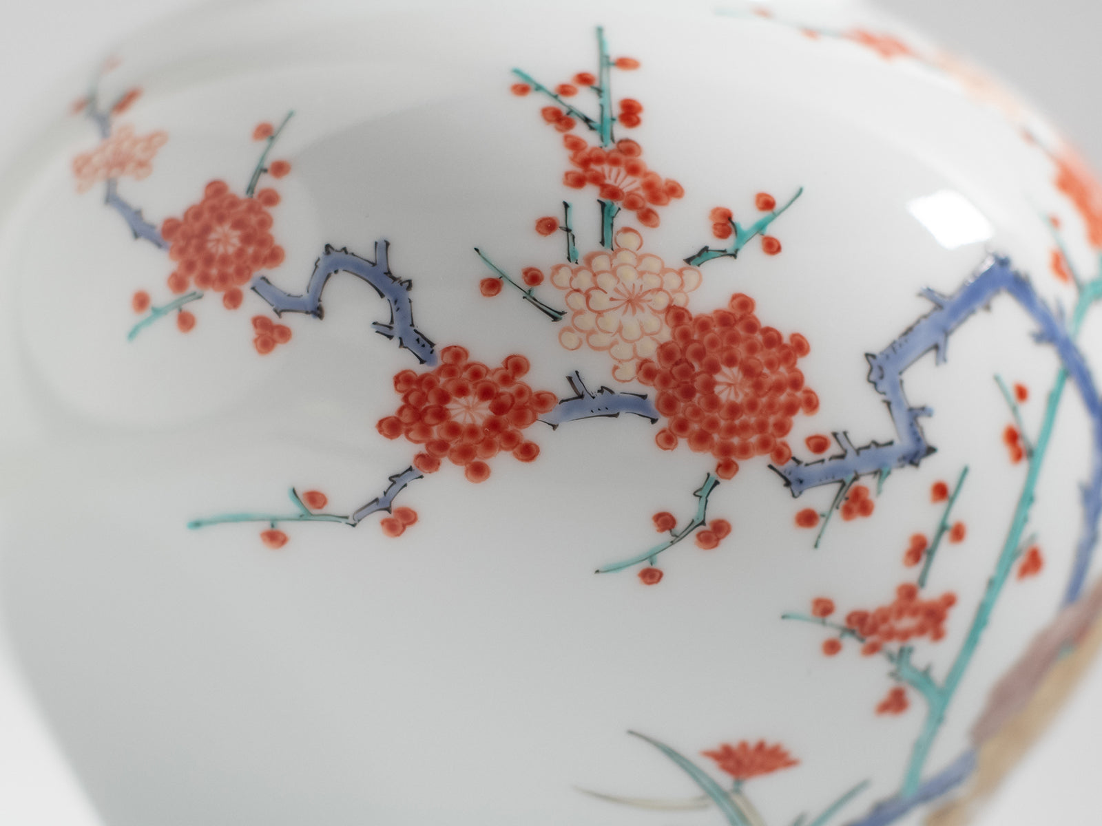 Arita Ware: Brocade Plum and Bird Motif Vase