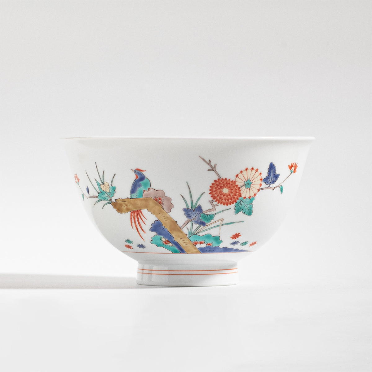 Arita Ware: Large Noodle Bowl with Chrysanthemum and Bird Motif