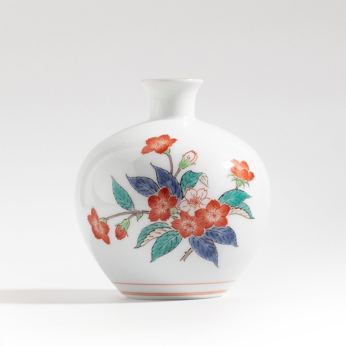 Arita Ware: Cherry Blossom Motif Kakiemon Porcelain Single Flower Vase