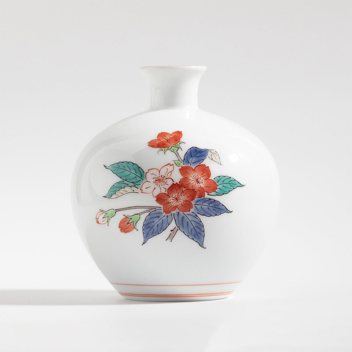 Arita Ware: Cherry Blossom Motif Kakiemon Porcelain Single Flower Vase