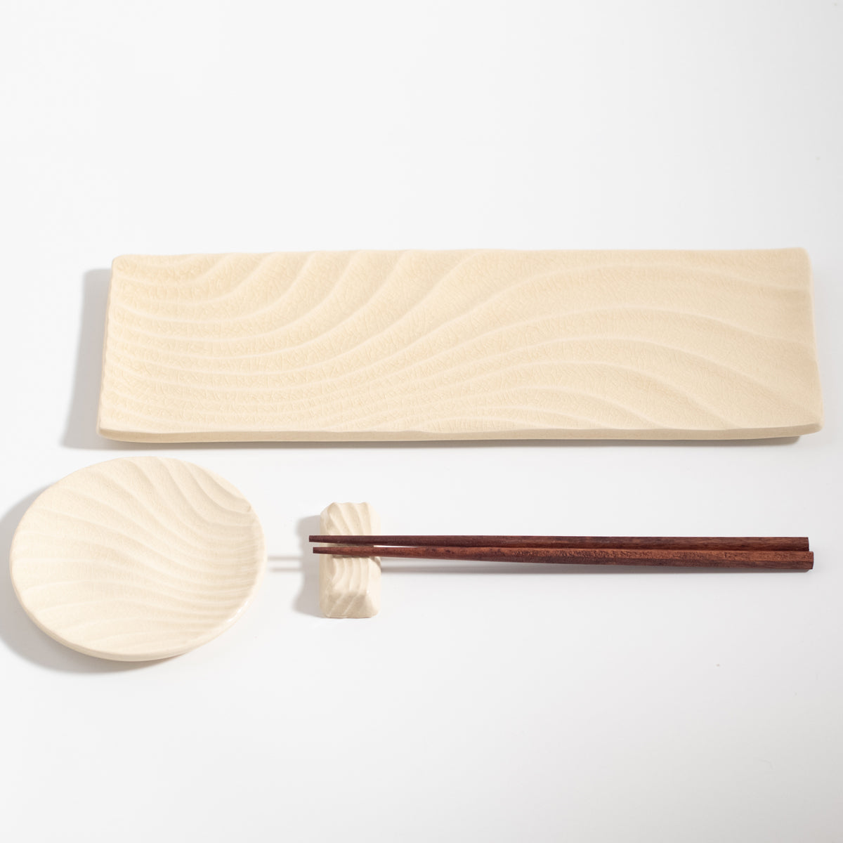 Satsuma Ware: Hamon-Ripple Pattern Rectangular Plate