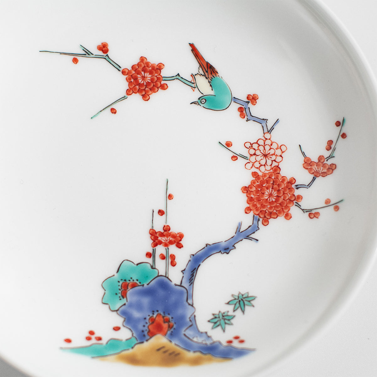 Arita Ware: Plum and Bird Motif Kakiemon Porcelain Plate