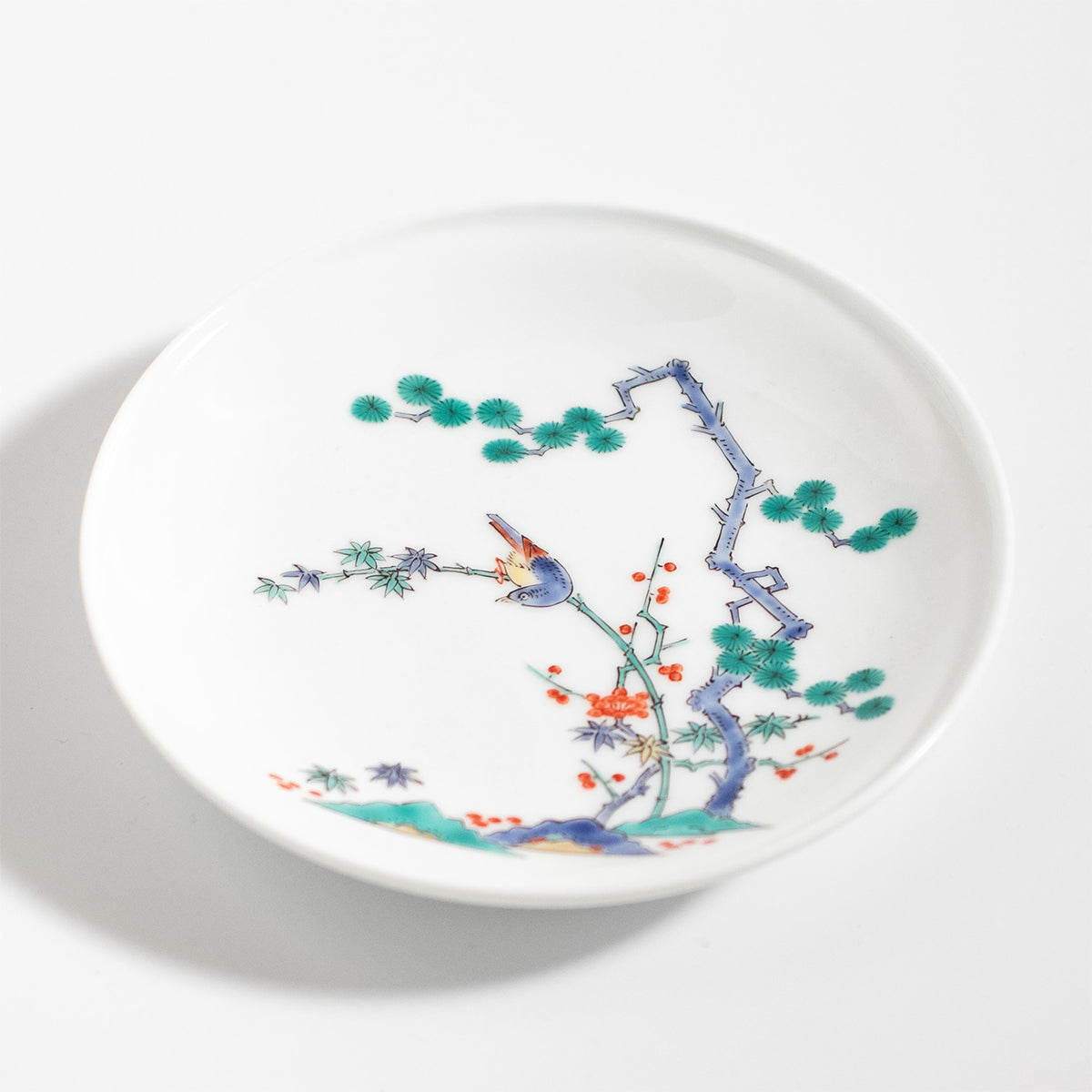 Arita Ware: Pine, Bamboo, Plum Trees and Bird Motif Kakiemon Porcelain Plate