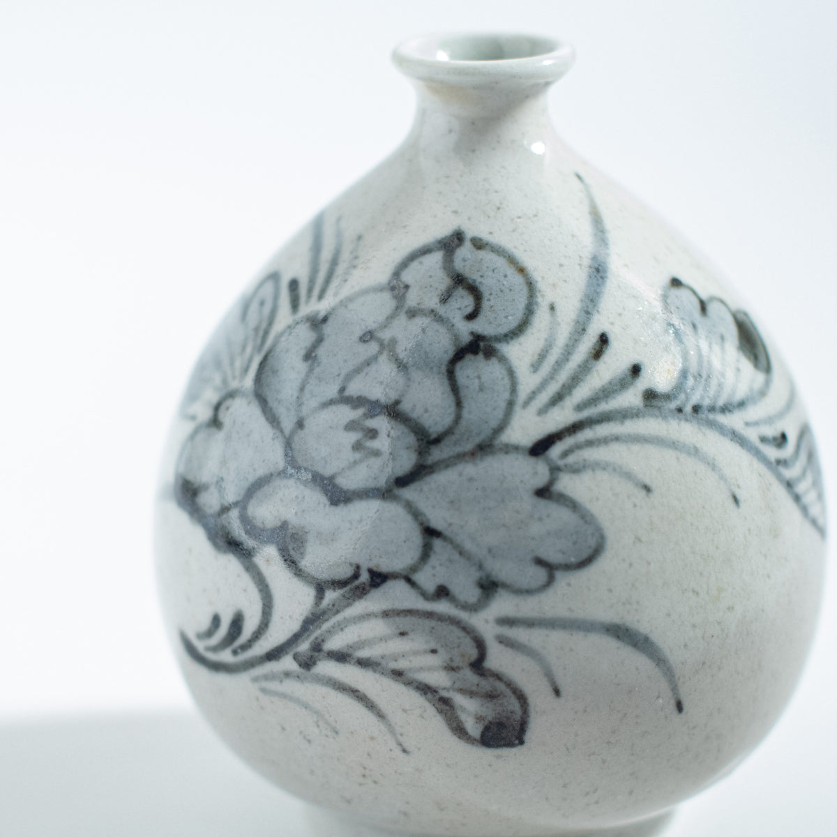 Small Round Vase with Peony Design