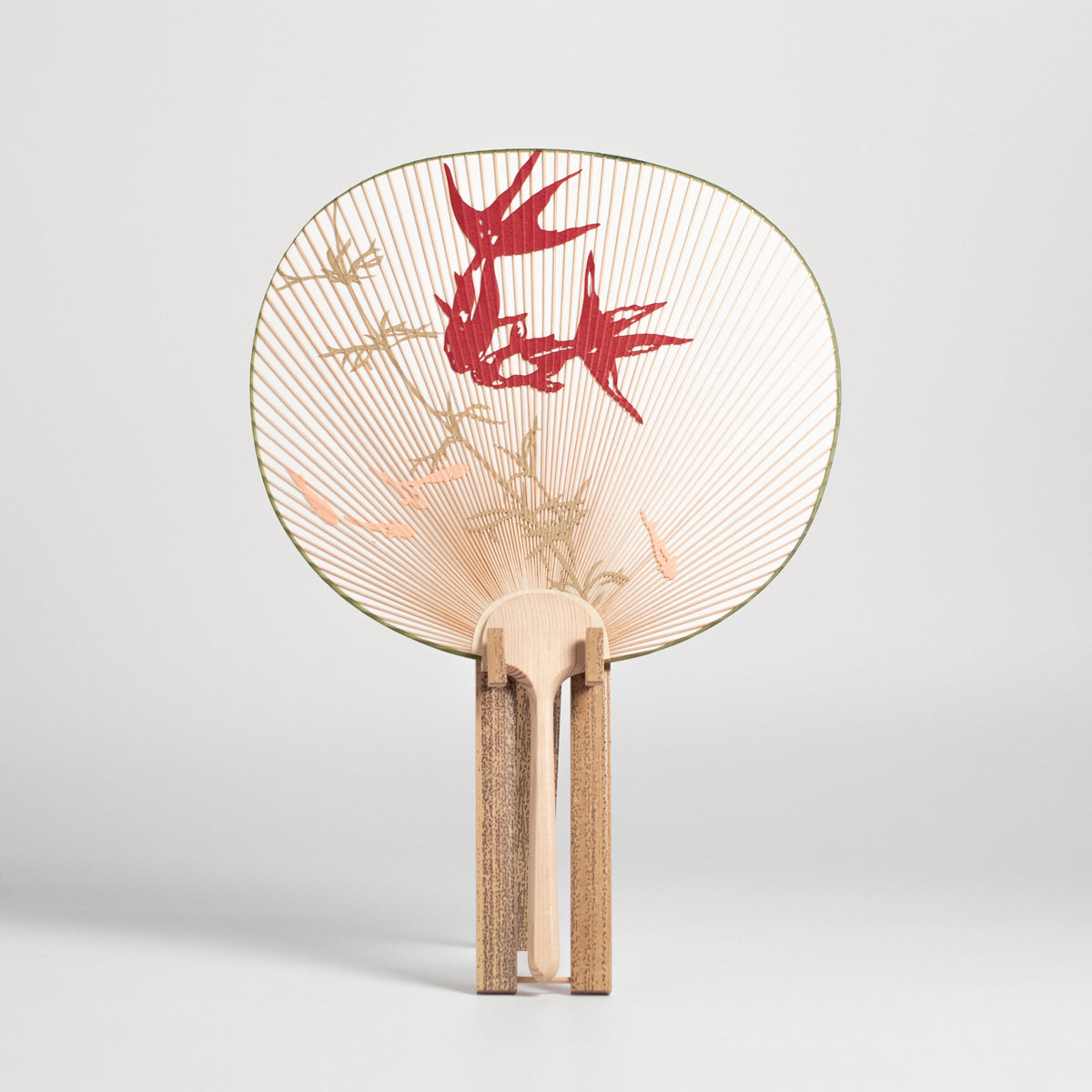 Kyo Uchiwa – Kingyo (Paired Goldfish) with Stand