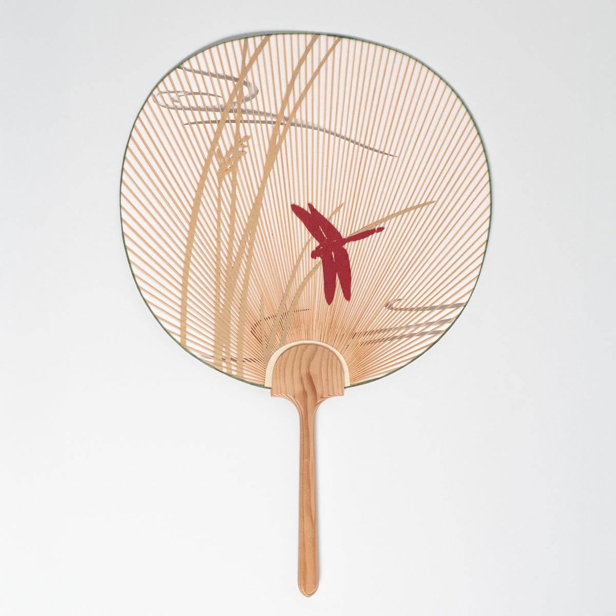 Kyo Uchiwa – Red Tombo (Dragonfly) with Stand