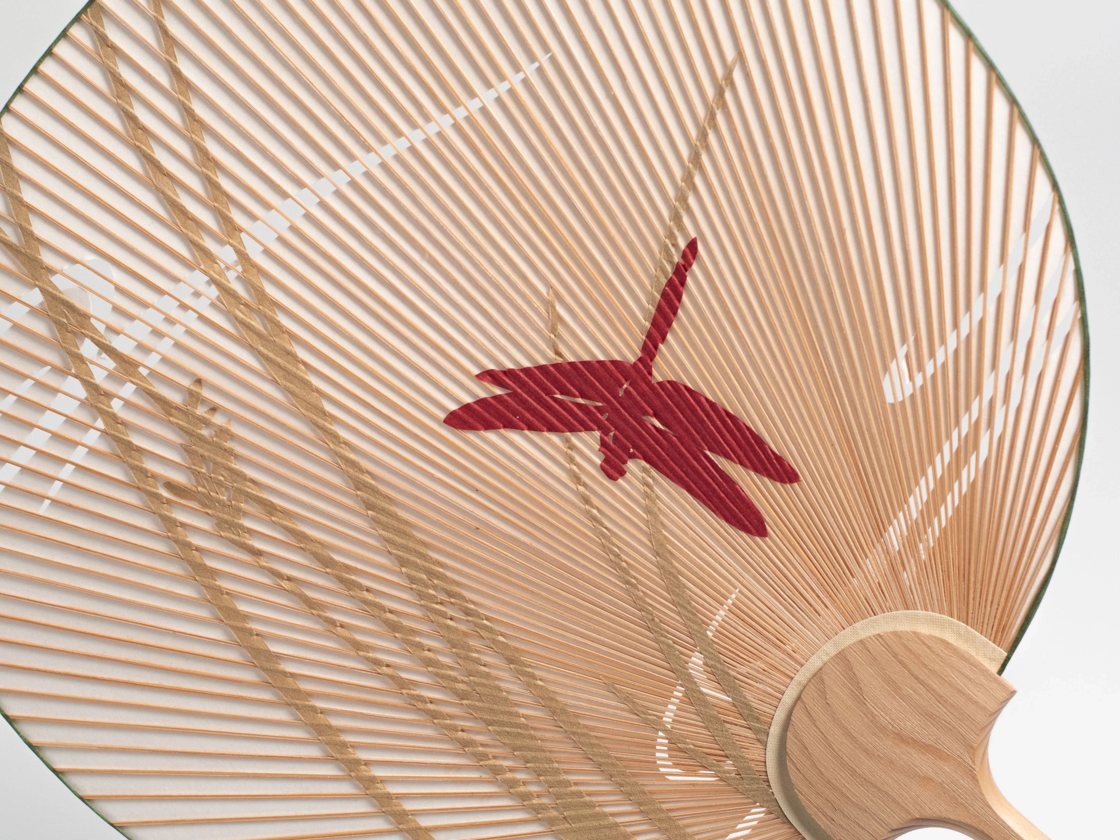 Kyo Uchiwa – Red Tombo (Dragonfly) with Stand